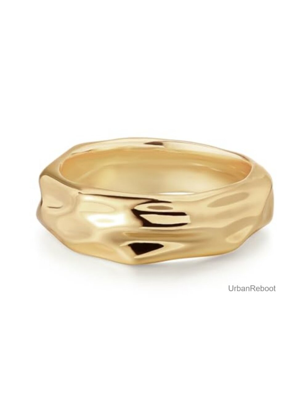 14K Gold Plated Hammered Stackable Rings for Women Dainty Chunky Band